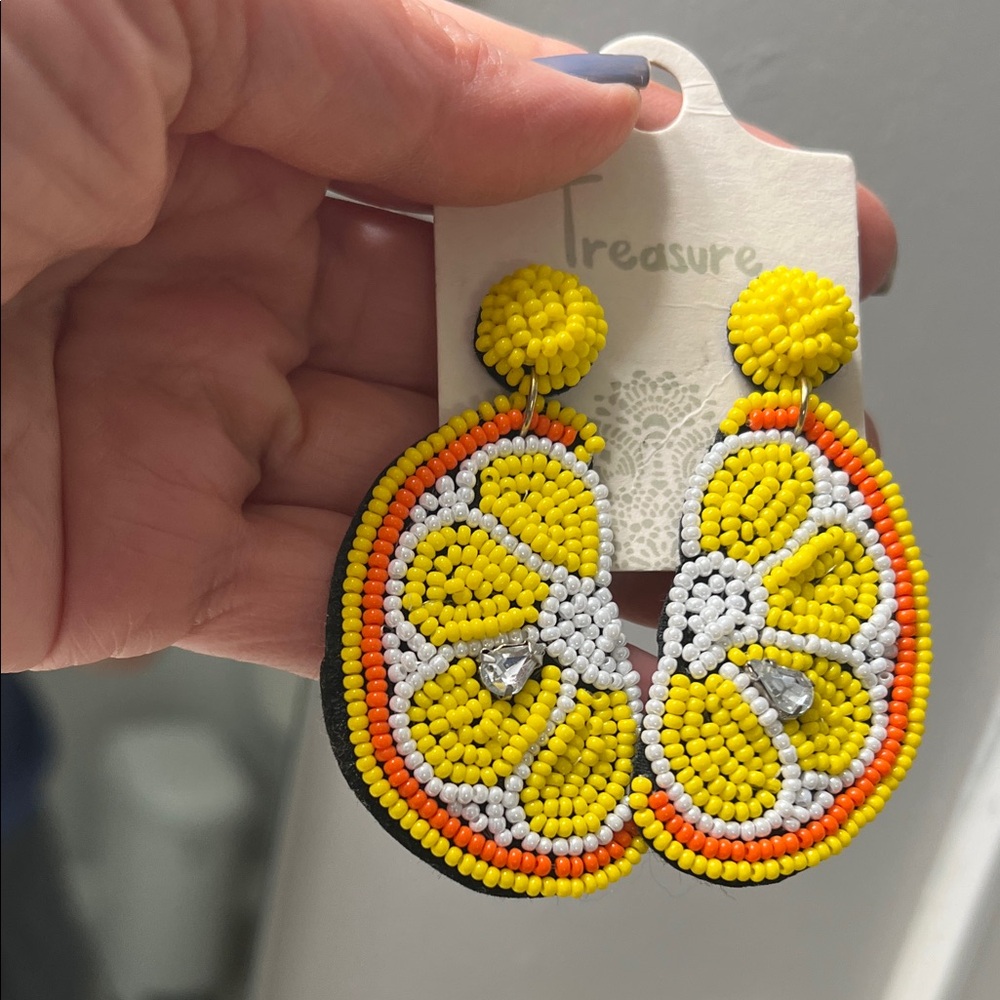 Anthropologie Yellow and Orange Beaded Earrings